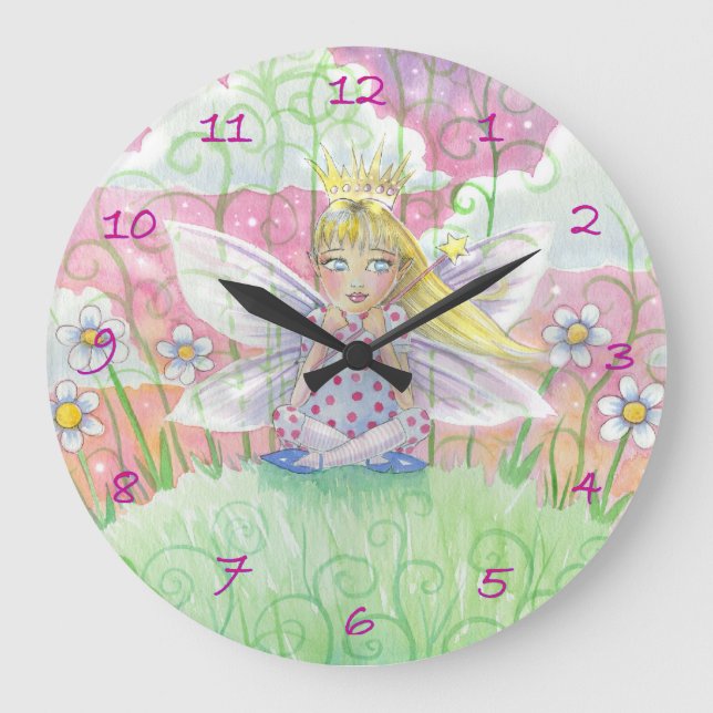 Pequeña princesa de hadas Chicas reloj de pared (Anverso)