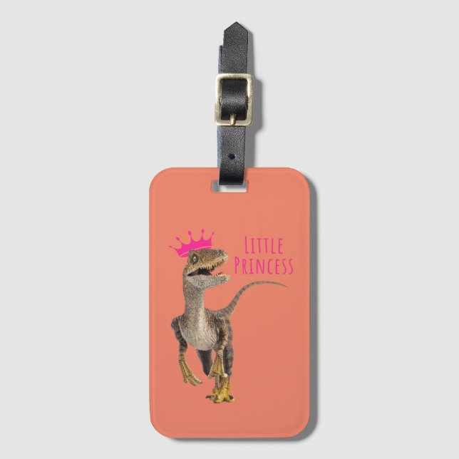 Pequeña Princesa - Etiqueta de equipaje de dinosau (Anverso vertical)