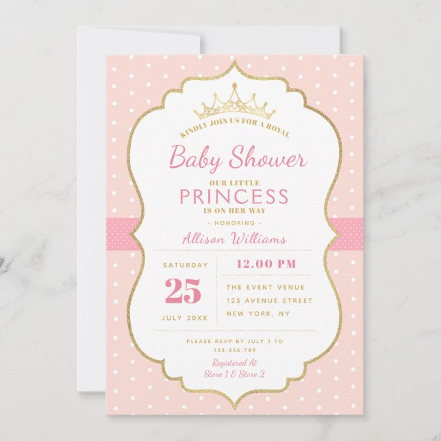 pequeña princesa invitación a la ducha de bebé (Anverso)