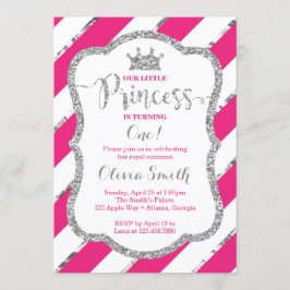 Pequeña Princesa Invitación al cumpleaños Plata ro