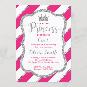 Pequeña Princesa Invitación al cumpleaños Plata ro