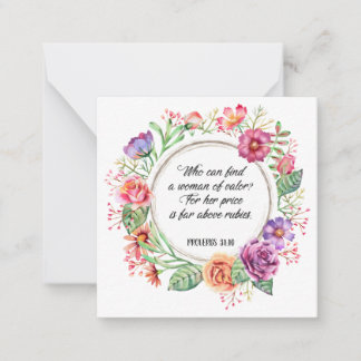 Pequeña Proverbs 31 Mujer de Rosas de valor Tarjeta de not