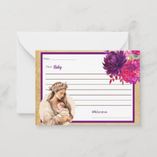 Pequeña Purple Boho Baby Shower Querida Tarjeta para Bebés