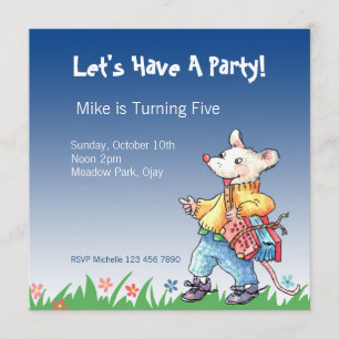 Pequeña rata con la invitación azul de Accordeon…