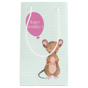 Pequeña Ratón Cute Woodland   Bolsa de regalo de cumpleaño