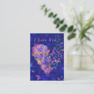 Pequeña Romántico Te Amo Tarjeta de Texto Mariposas Corazó