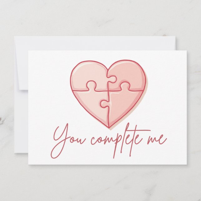 Pequeña Rompecabezas del Corazón - Me Completas | Tarjeta  (Anverso)