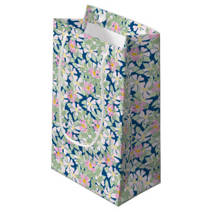 Pequeña Rosas de perro rosado en bolsa de regalo azul prof