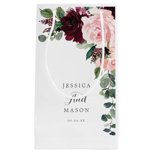 Pequeña Rubor Burgundy Hotel Boda Bolsa de Regalo (Anverso)