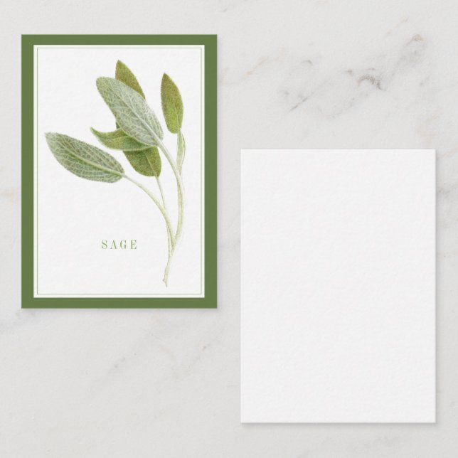 Pequeña SAGE FRESCO 3.5x2.5 Tarjeta plana / verde (Anverso / Reverso)