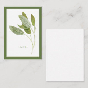 Pequeña SAGE FRESCO 3.5x2.5 Tarjeta plana / verde