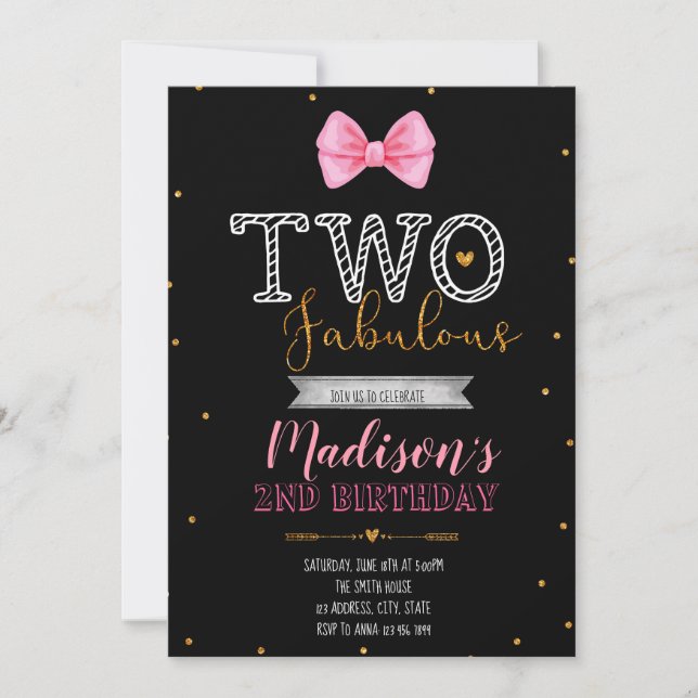 Pequeña señorita dos invitación fabulosa (Anverso)