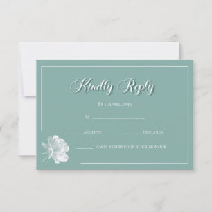 Pequeña Simple Caligrafía Verde Menta Floral Tarjeta de Re