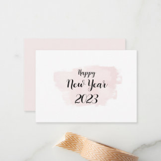 Pequeña Simple tarjeta de Año Nuevo Feliz en rosa suave