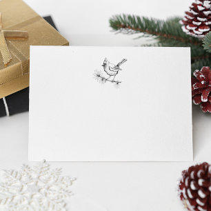Pequeña Simple tarjeta de pájaro cardinal de invierno en b