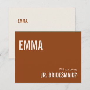 Pequeña Simple Terracota Junior Bridesmaid Tarjeta de prop