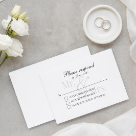 Pequeña Simple y moderna escritura, tarjeta RSVP para el S