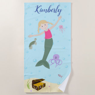 Pequeña Sirena personalizada toalla de playa
