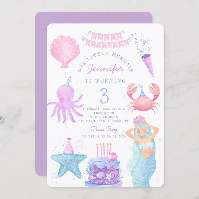 Pequeña Sirenita bajo el mar Magia Invitación al c (Subido por el creador)
