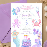 Pequeña Sirenita bajo el mar Magia Invitación al c