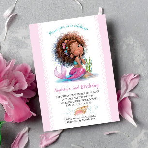 Pequeña Sirenita Invitación a la fiesta de cumplea
