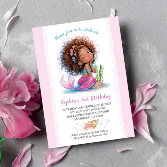 Pequeña Sirenita Invitación a la fiesta de cumplea (Subido por el creador)