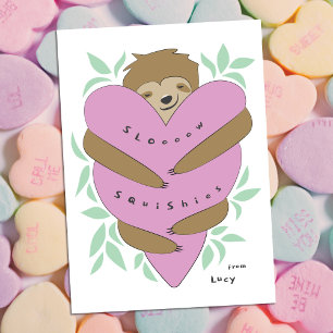 Pequeña Sloth Squishies Mini Tarjeta del Día de San Valent