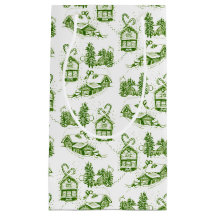 Snowley Navidades Toile | Bolsa verde de regalo pe
