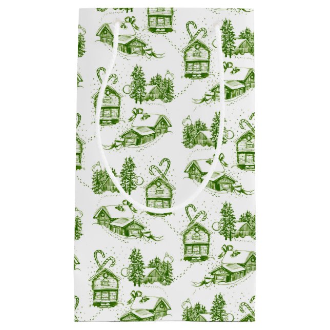 Pequeña Snowley Navidades Toile | Bolsa verde de regalo pe (Anverso)