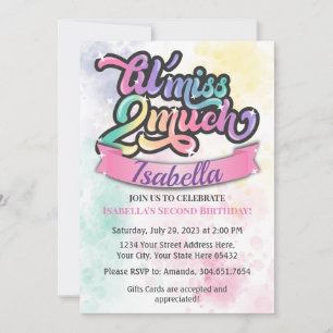 ¡Pequeña Srta. Dos Mucha Invitación De Cumpleaños!