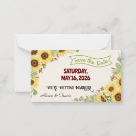 PEQUEÑA SUNFLOWER GUARDAR LA TARJETA DE BODA DE FECHA