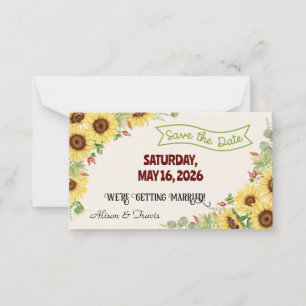 PEQUEÑA SUNFLOWER GUARDAR LA TARJETA DE BODA DE FECHA