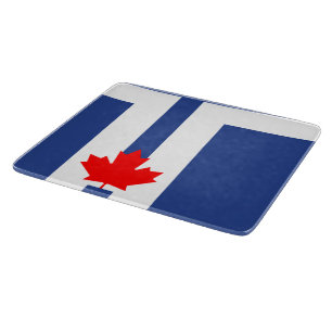 Pequeña tabla de cortar de vidrio con bandera de T