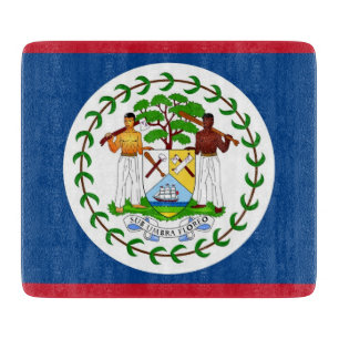 Pequeña tabla de corte de vidrio con bandera de Be