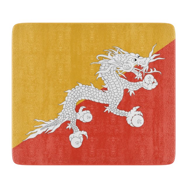 Pequeña tabla de corte de vidrio con bandera de Bu (Anverso)