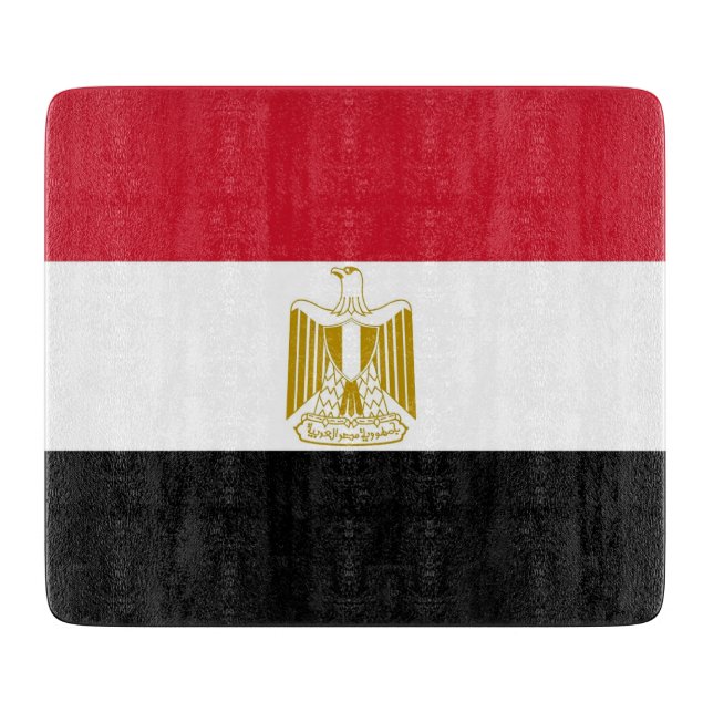 Pequeña tabla de corte de vidrio con bandera de Eg (Anverso)