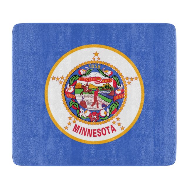 Pequeña tabla de corte de vidrio con bandera de Mi (Anverso)