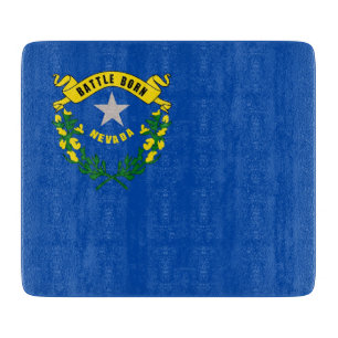 Pequeña tabla de corte de vidrio con bandera de Ne
