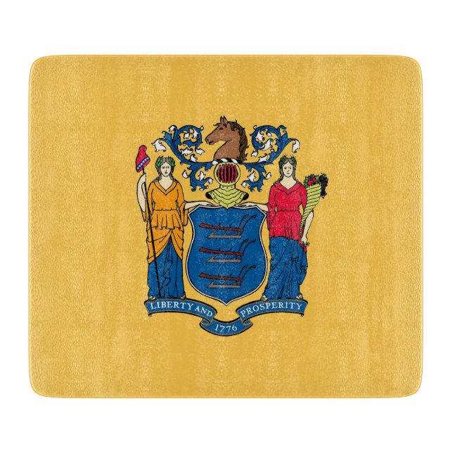 Pequeña tabla de corte de vidrio con bandera de Nu (Anverso)