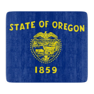 Pequeña tabla de corte de vidrio con bandera de Or