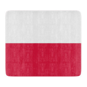 Pequeña tabla de corte de vidrio con bandera de Po