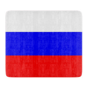 Pequeña tabla de corte de vidrio con bandera de Ru