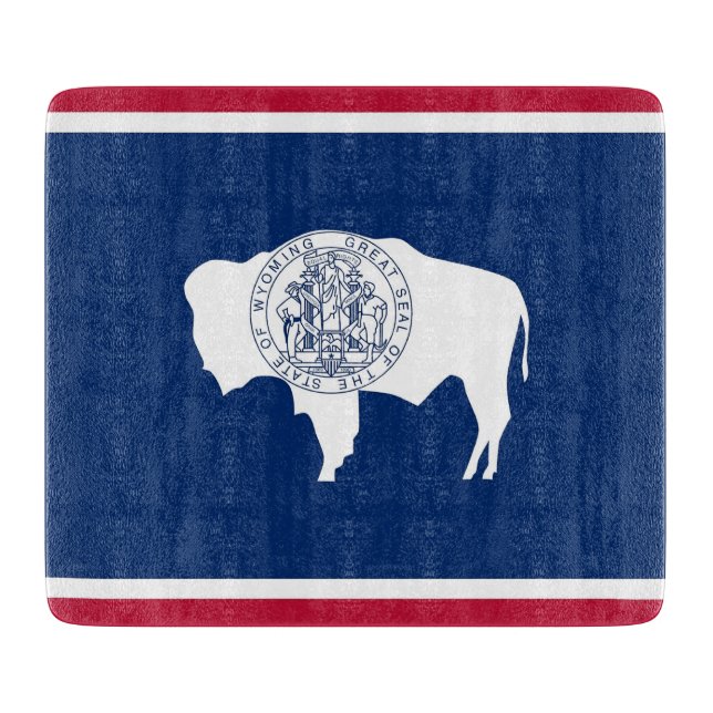 Pequeña tabla de corte de vidrio con bandera de Wy (Anverso)
