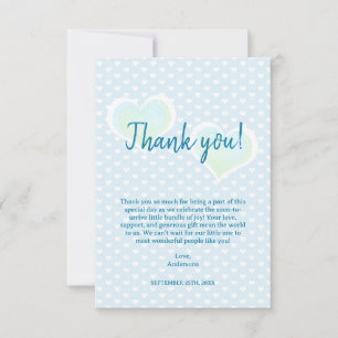Pequeña tarjeta azul Baby Shower de agradecimiento