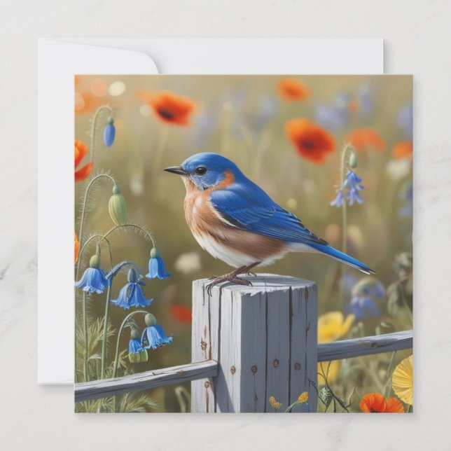 Pequeña tarjeta azul de vacaciones plana (Anverso)