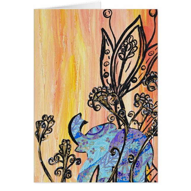 Pequeña tarjeta azul del elefante (Frente)