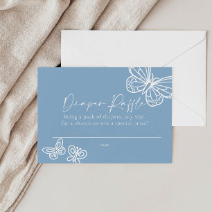 Pequeña Tarjeta Baby Shower Blue Diaper Raffle Boho