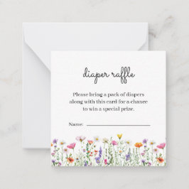 Pequeña Tarjeta Baby Shower Diaper Raffle con flores silve