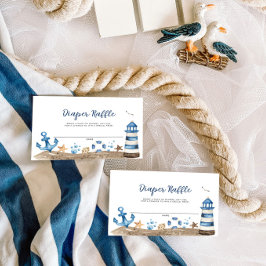 Pequeña Tarjeta Baby Shower Diaper Raffle Nautical