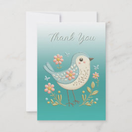 Pequeña tarjeta Bird Floral Embroidery Green Graci